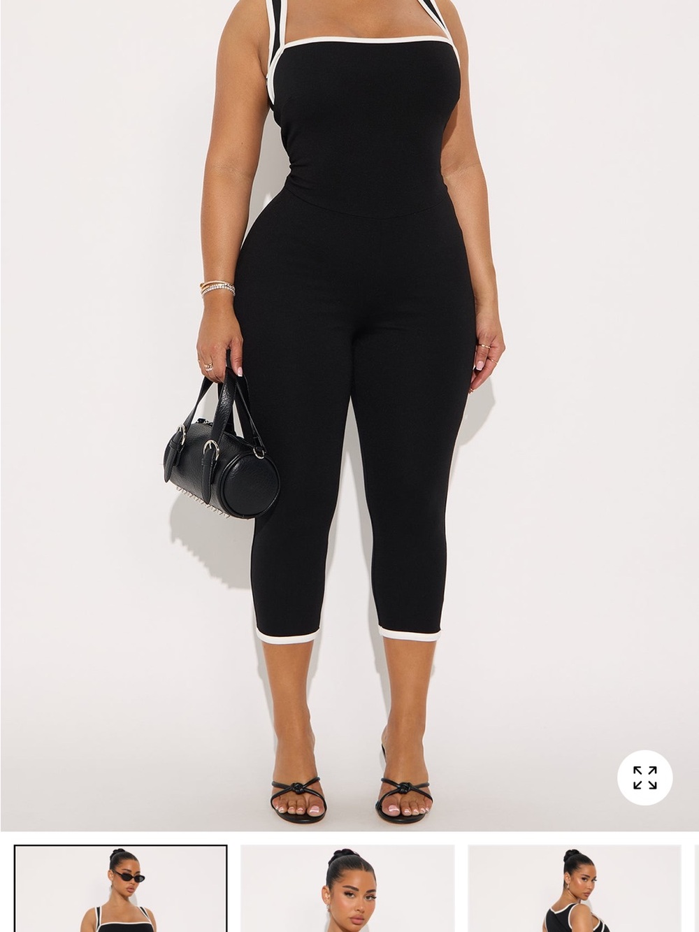 Fashion Nova Black Jumpsuit with White Trim